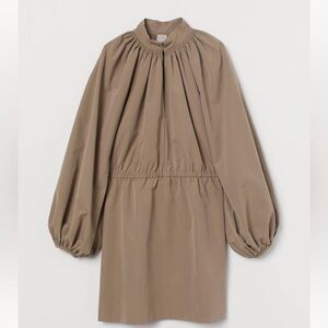 H&M Stand-up Collar Dress Tan L